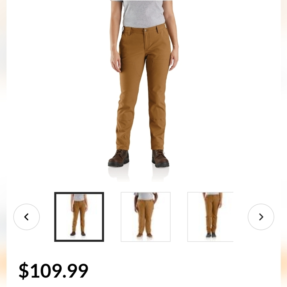 Carhartt Women's Rugged Flex Loose Fit Canvas Work Pant, Khaki, 10 Tall New